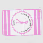 スポーティな女性ゴルファーのシルエットスタンディングゴルフティー ゴルフタオル (横)