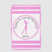 スポーティな女性ゴルファーのシルエットスタンディングゴルフティー ゴルフタオル (正面)