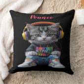 スポーティな子猫装飾用クッション – 可愛よくはしゃぐい猫キュシュ クッション (ブランケット)