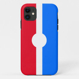 スポーティな明るい赤白青幾何ストライプ iPhone 11 ケース