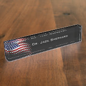 スポーティな明暗中間部米国の米国旗 デスクネームプレート (側面)