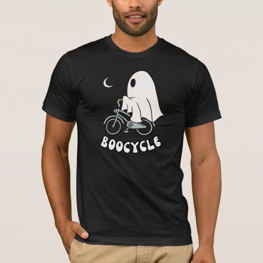 スポーティな漫画ハロウィーン幽霊オンBooCycle Tシャツ (正面)