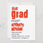 スポーティな緋色と灰色のタイポグラフィグラッド写真 招待状 (正面)