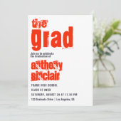 スポーティな緋色と灰色のタイポグラフィグラッド写真 招待状 (スタンド正面)