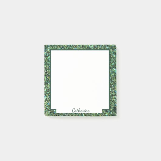スポーティな緑の草の縁どパーソナライズ名 ポストイット (正面)