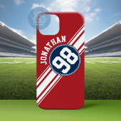 スポーティな赤、白、青ストライプの名前番号 Case-Mate iPhoneケース