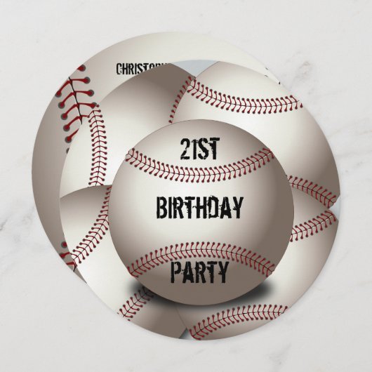 スポーティな野球の第21誕生会の倍は味方しました 招待状 (正面/裏面)