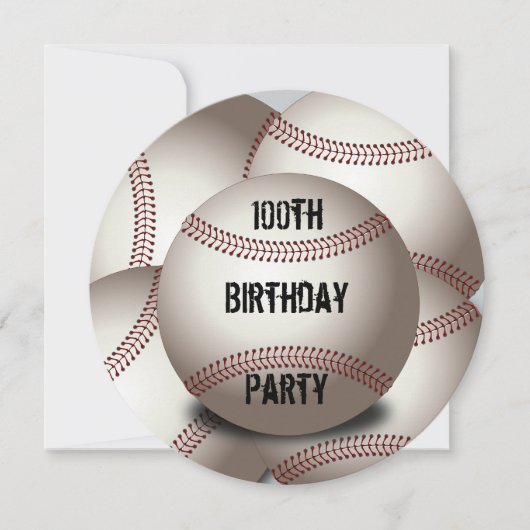 スポーティな野球の100th誕生会の倍は味方しました 招待状 (正面)
