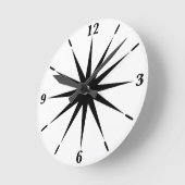 スポーティな12の尖ったスパイク白黒の芸術 ラウンド壁時計 (傾斜)
