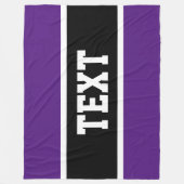 スポーティはっきりしたアスレティックパープルストライプ白黒 フリースブランケット (正面)