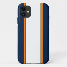 スポーティはっきりしたネイビーブルーオレンジホワイトレースストライプズ iPhone 11 ケース