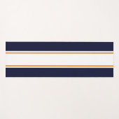 スポーティはっきりしたネイビーブルーホワイトオレンジレースストライプズ ヨガマット (正面(横))