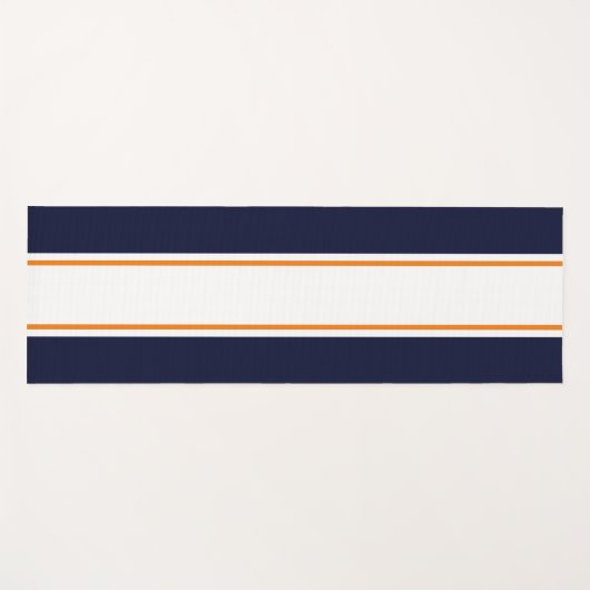 スポーティはっきりしたネイビーブルーホワイトオレンジレースストライプズ ヨガマット (正面(横))