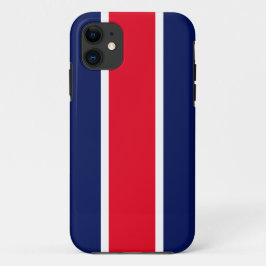 スポーティはっきりしたレッドホワイトネイビーブルーレーシングストライプズ iPhone 11 ケース