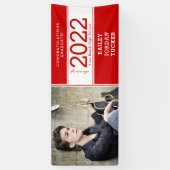 スポーティはっきりしたー・ブライト・レッド・ホワイト・フォトの卒業 横断幕 (縦)