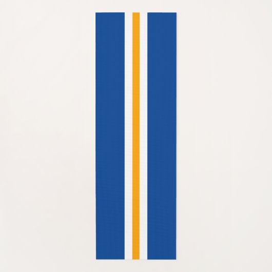 スポーティはっきりした深いブルーイエローホワイトレースストライプズ ヨガマット (正面)