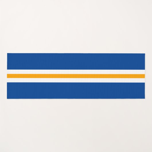 スポーティはっきりした深いブルーイエローホワイトレースストライプズ ヨガマット (正面(横))