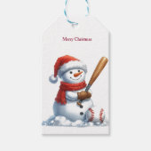 スポーティよくはしゃぐ雪だるま ギフトタグ (正面)