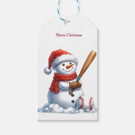 スポーティよくはしゃぐ雪だるま ギフトタグ (正面)