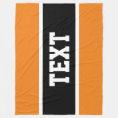 スポーティアスレティックオレンジ白黒ストライプ文字 フリースブランケット (正面)