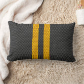 スポーティイエローレーシングストライプスタイル ランバークッション (ブランケット)