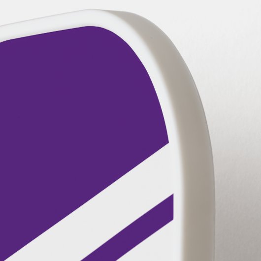 スポーティカッコいいおもしろいパ王室のープルツートップホワイトストライプ ピックルボールラケット (左詳細)