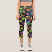 スポーティカラフルピックボール模様 カプリレギンス (正面)