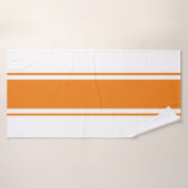 スポーティカラフルブライトオレンジホワイトレーシングストライプズ バスタオル (バスタオル)