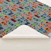 スポーティカラフルレーシングカーキッズパーソナライズされた シェルパブランケット (3/4)