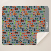 スポーティカラフルレーシングカーキッズパーソナライズされた シェルパブランケット (正面(横))