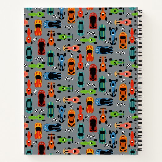 スポーティカラフルレーシングカーキッズパーソナライズされた ノートブック (裏面)