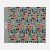 スポーティカラフルレーシングカーキッズパーソナライズされた フリースブランケット (正面(横))