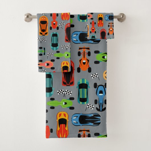 スポーティカラフルレーシングカーキッズ バスタオルセット (インサイチュ)