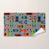 スポーティカラフルレーシングカーキッズ バスタオルセット (ハンドタオル)