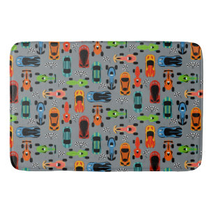 スポーティカラフルレーシングカーキッズ バスマット