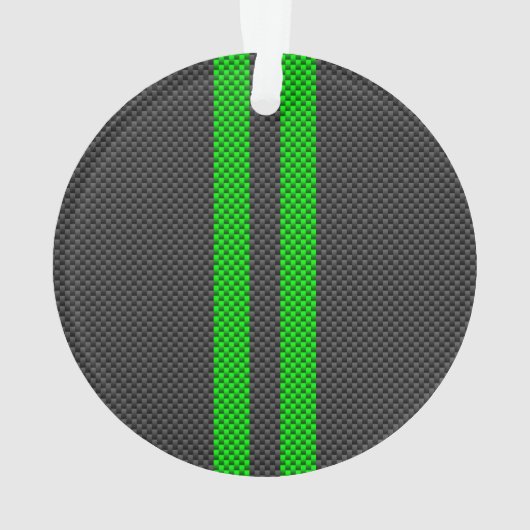 スポーティグリーンカーボンファイバースタイルレースストライプ オーナメント (裏面)