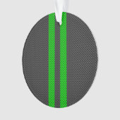 スポーティグリーンカーボンファイバースタイルレースストライプ オーナメント (正面)