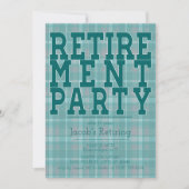 スポーティグリーンプレイド退職パーティの招待状 招待状 (正面)
