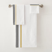 スポーティグレーゴールデンブラウンストライプレーシングオンホワイト バスタオルセット (インサイチュ)