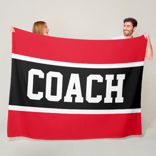 スポーティコーチブライトレッドブラックアスレチックストライプ フリースブランケット (インサイチュ)