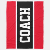 スポーティコーチブライトレッドブラックアスレチックストライプ フリースブランケット (正面)