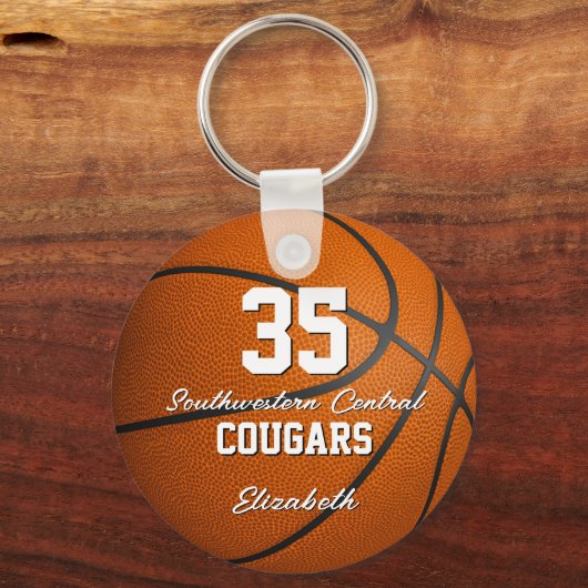 スポーティシンプルスなガーリースクリプトのバスケットボールチーム名 キーホルダー (裏面)