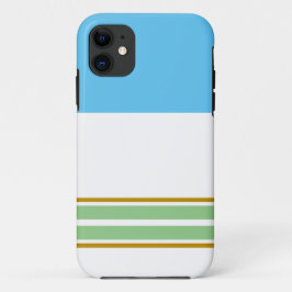 スポーティスカイブルーホワイトライトグリーンレーシングストライプ iPhone 11 ケース