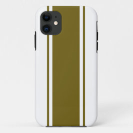 スポーティスタイリッシュゴールデンオリーブホワイトレースストライプズ iPhone 11 ケース