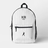 スポーティスタイリッシュ野球白黒ストライプ プリントバックパック (正面)