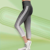 スポーティストライプなモダン文字 – 黒グラデーション カプリレギンス