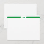 スポーティストライプモノグラム男らしグリーン&ホワイト ノートカード (正面/裏面)