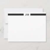 スポーティストライプモノグラム男らしブラック&ホワイト ノートカード (正面)