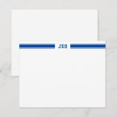 スポーティストライプモノグラム男らしブルー&ホワイト ノートカード (正面/裏面)