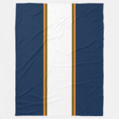 スポーティダークネイビーブルーオレンジホワイトレースストライプズ フリースブランケット (正面)